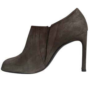 Stuart Weitzman Altamira Suede Leather Ankle Booties Gray Peep Toe Stiletto 9 M